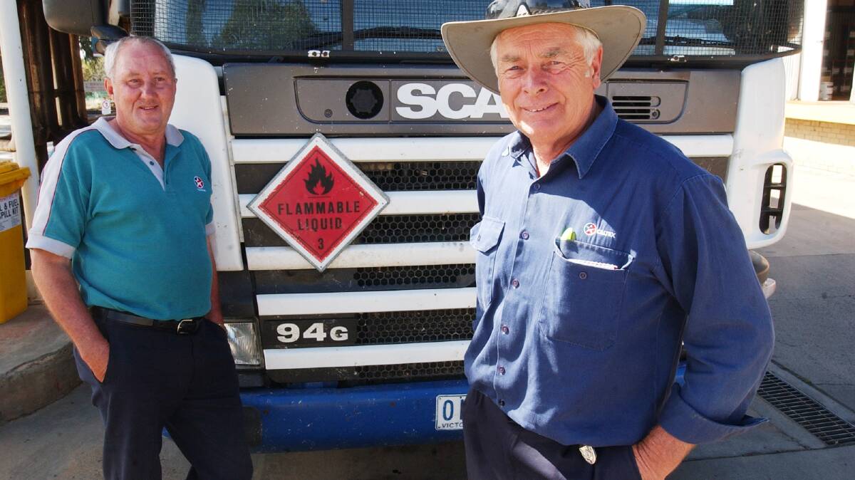 Assistant Depot Manager at caltex Depot, John dixon and Delivery Driver Ron Filbey
Pic: Brendan McCarthy 040106