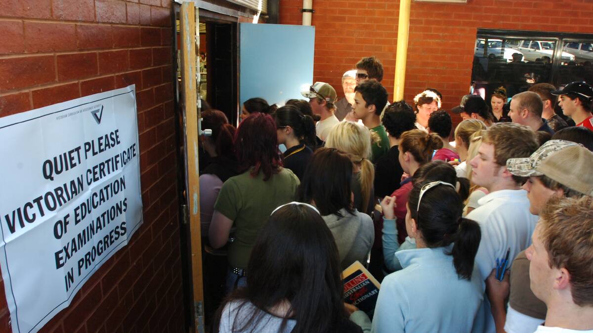 BSSC students mahe teir way into the VCE English exam. Picture ; PETER HYETT.
