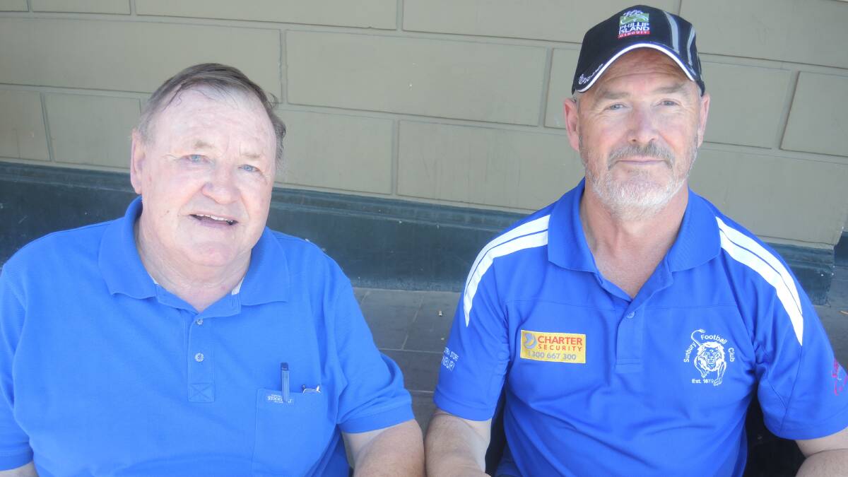 VISITORS: Daryl Griffin and Lawrie Reynolds, both from Sunbury, headed to the QEO for Saturday's grand final.