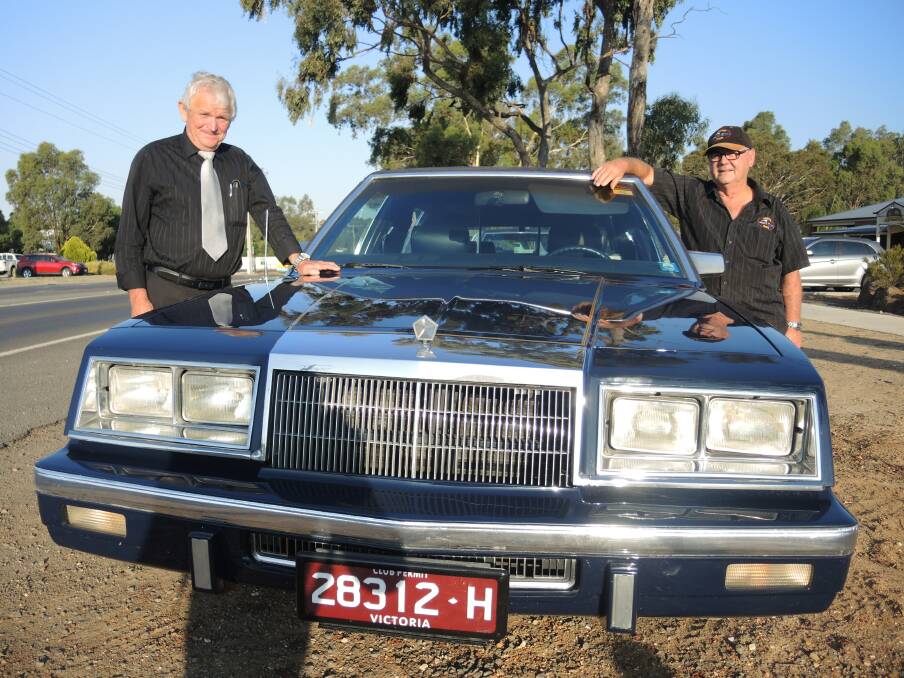 Dave Sutton and Bob Braidie with the 1985 Chrysler Imperial Limousine previously owned by Larry Hagman (JR Ewing).