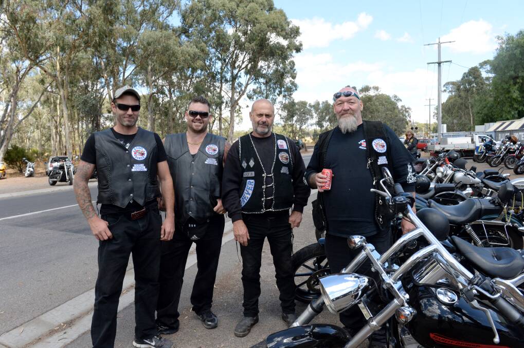 REBELS WITH A CAUSE: Josh Kent, Batty, Joel Davis and Muz from Rebels MC. Picture: JODIE DONNELLAN