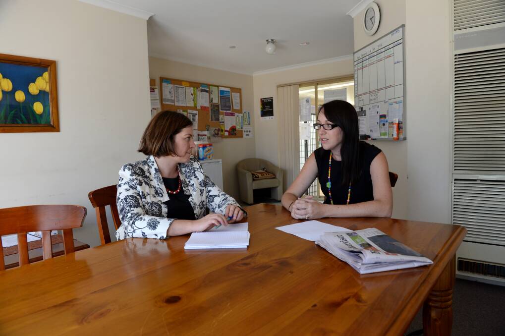 Bendigo MP Lisa Chesters takes a walk through the Mind Services Bendigo with Area manager for Mind Services for the Loddon Mallee and Central Highlands Megan McDonald. Picture: JIM ALDERSEY