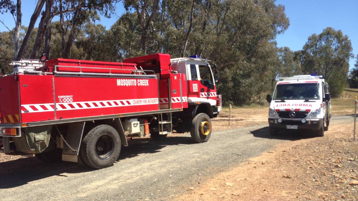 Emergency services at Lake Eppalock, where a boat has exploded this afternoon.