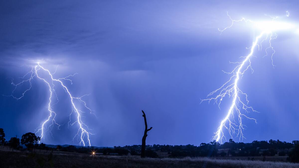 BANG: Rikki Pool captured this image as lightning strikes hit Harcourt on Tuesday night.