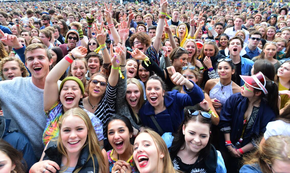 ACTION: Crowds in the mosh pit at Groovin' the Moo. Picture: JODIE DONNELLAN
