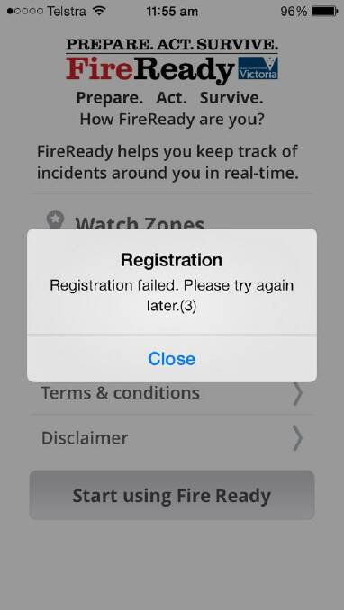 APP: Screenshots from the CFA FireReady app