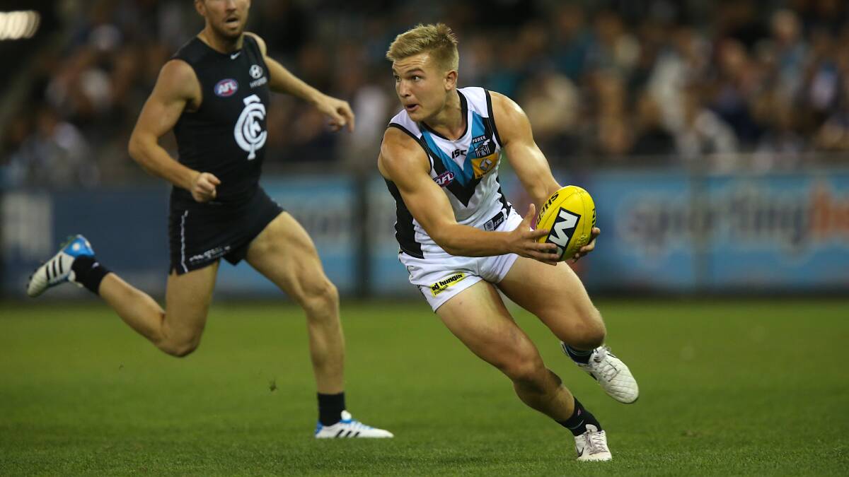 ACTION: Ollie Wines in action for Port Adelaide