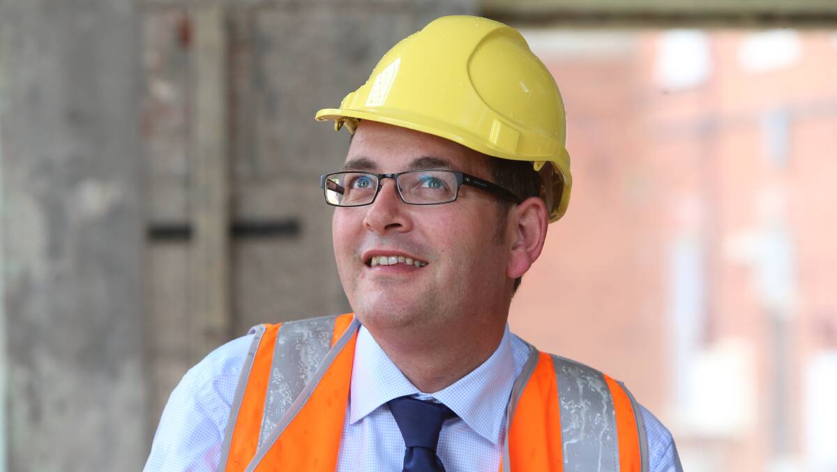 SMILE: Something catches Daniel Andrews' eye at the old Bendigo Gaol Tuesday. Picture: PETER WEAVING 