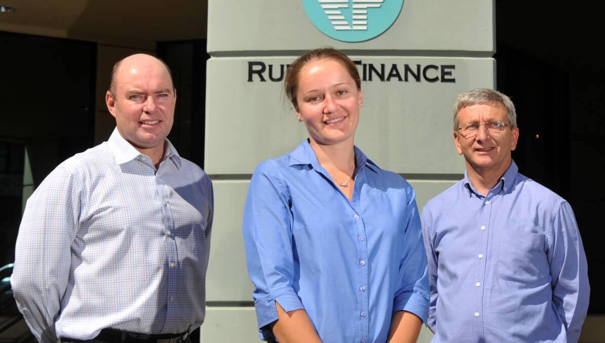 NUMBERS: Rural Finance's Andrew Smith with Katherine Tarrant and Neil Peate. Picture: JODIE DONNELLAN 