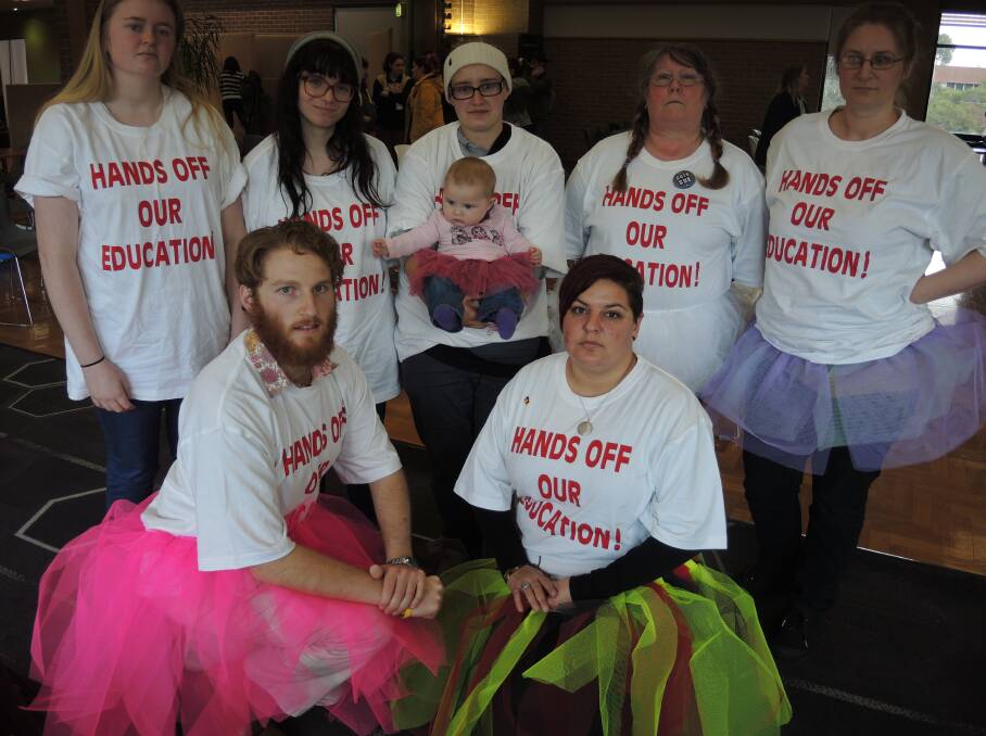 WORRIED: Tashara Roberts, pictured front right, with Tutu for Change members.