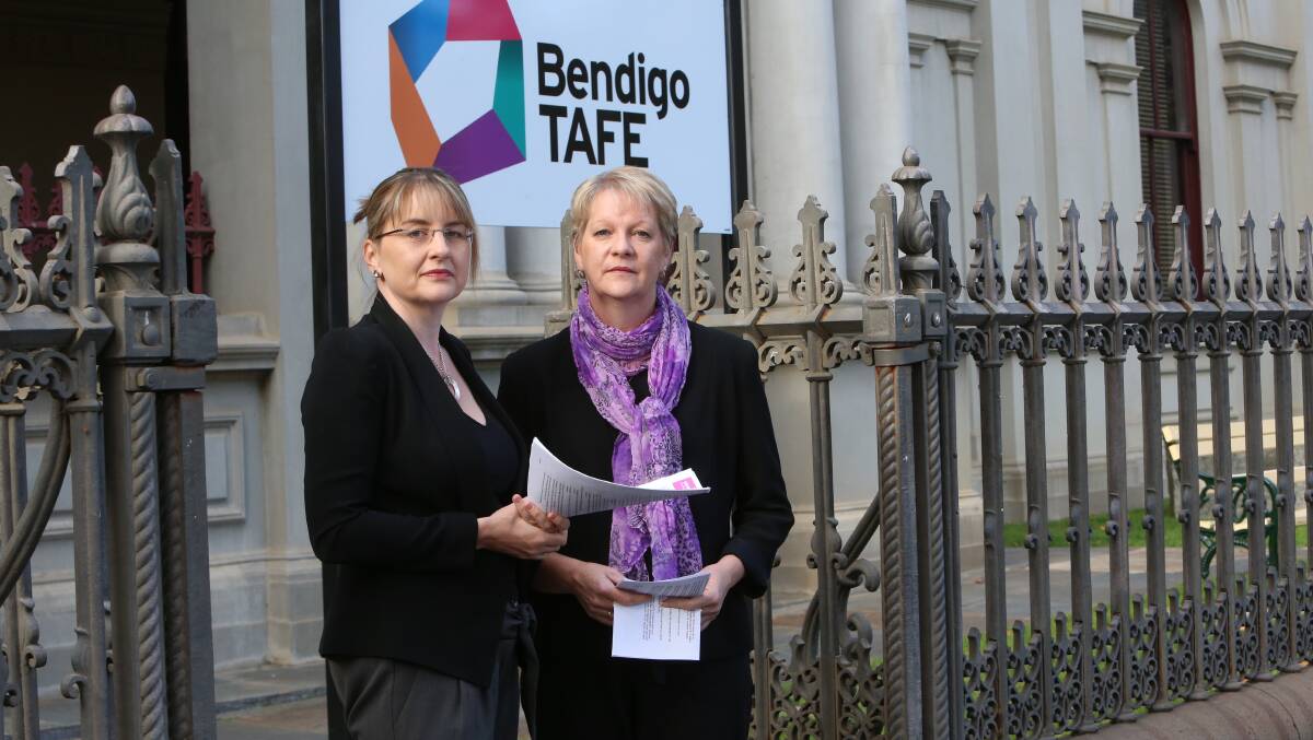 UNHAPPY: Jacinta Allan and Maree Edwards say the state government's TAFE merger decision was made "on the run". Picture: PETER WEAVING
