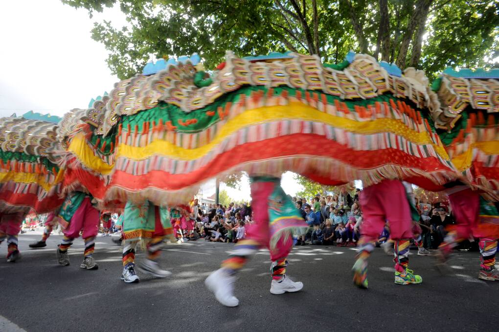 LEGS: Sun Loong in last year's parade. Picture: JODIE DONNELLAN