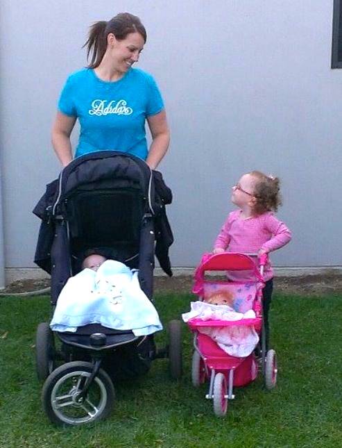 HEALTHY: Donna Crapper with Zara and Riley. Donna won the exercise photo competition with her before and after pictures voted most popular. Picture: CONTRIBUTED