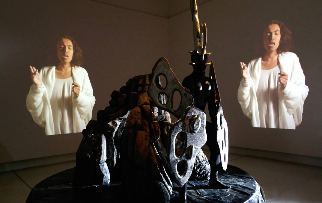 DISPLAY: De Anima at Bendigo Art Gallery with performer Justin Shoulder.
Picture: PETER WEAVING