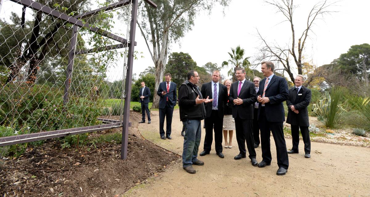TOUR: Premier Denis Napthine experiences the Bendigo Botanic Gardens. Picture: JIM ALDERSEY