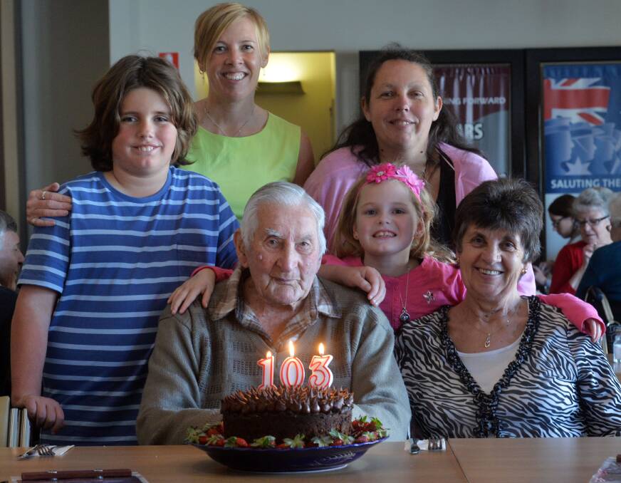 Family and friends celebrate Arthur Hibbert's 103 years of life. Pictures: BRENDAN McCARTHY