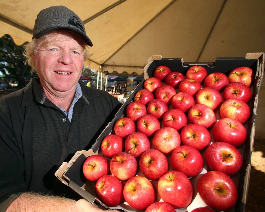 Sixth-generation grower, Gavin Lang, shows us dem apples.