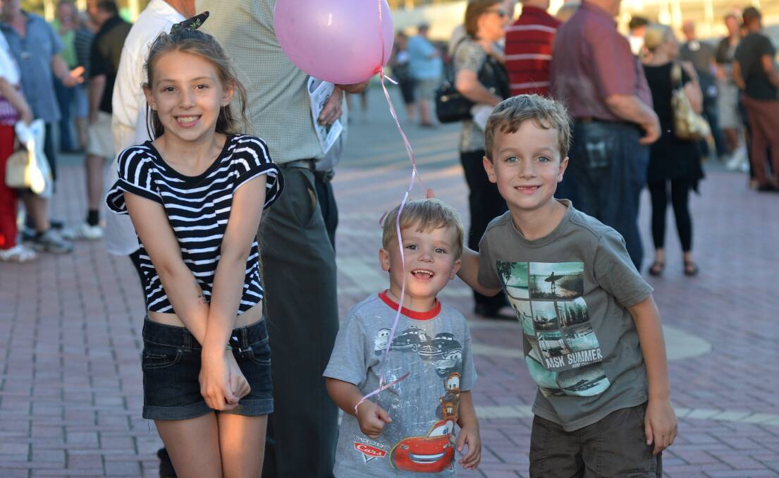 Ava Walker, 8, with Jackson, 2, and Cameron Brain, 7.  Picture: JODIE DONNELLAN