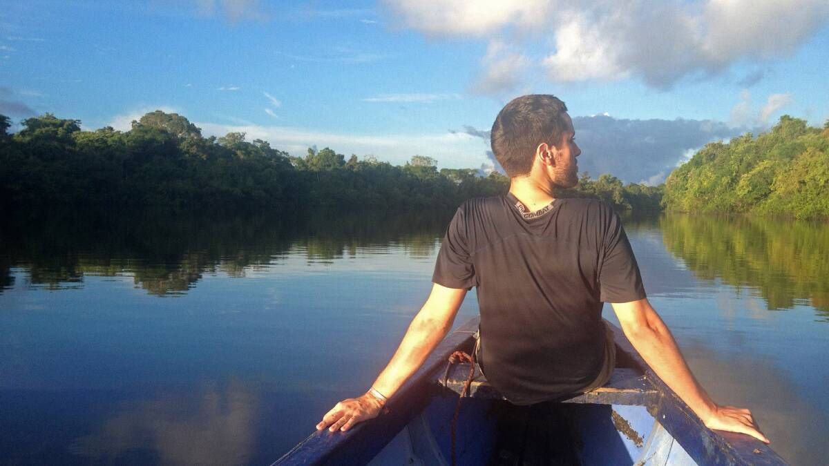 TRAVELLER: Nick Allardice on a trip down the Amazon River in Colombia.
Picture: CONTRIBUTED.