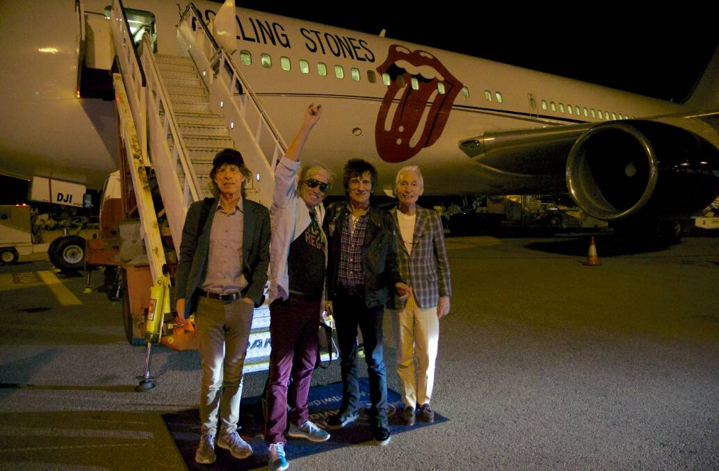 The Rolling Stones after landing in Perth early Monday morning. Picture: CONTRIBUTED