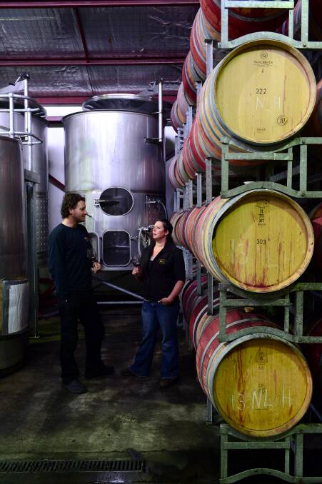 Winemakers David Main and Rachel Pavlou at Heathcote Winery.
 Picture: JIM ALDERSEY