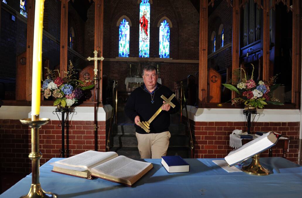 RELIEF: Father Jeff O'Haire is the priest of the Anglican Church was the target of a robbery where several irreplaceable historic religious items and relics were stolen. 
Picture: JULIE HOUGH
