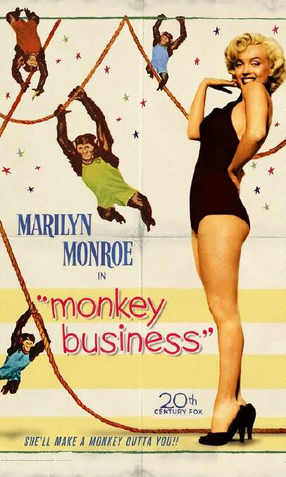 ICON: Monkey Business film poster © 1952, Twentieth Century Fox. Bendigo Art Gallery and Twentieth Century Fox present Marilyn Monroe will close Sunday, July 10. 