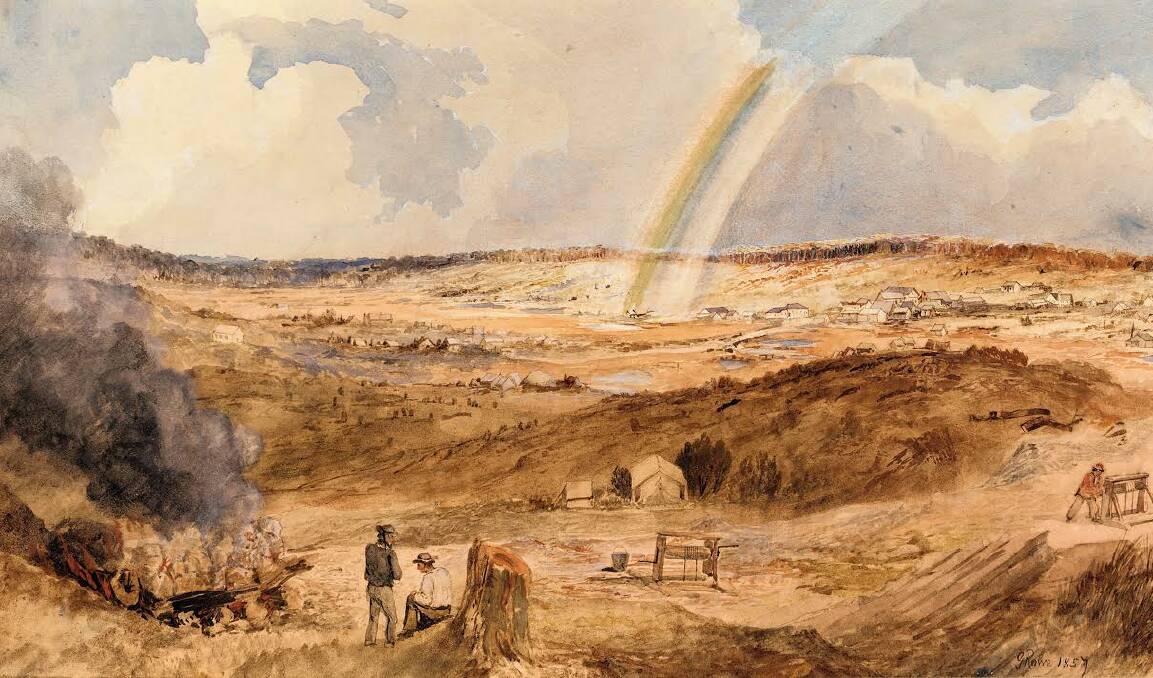 VISION: George Rowe, The end of the Rainbow, Golden Square, Bendigo 1857, watercolour, 31.5 x 57cm, Newson Bequest Fund, 2004.