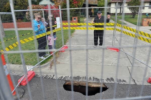 drive carefully: A 15-metre-deep sinkhole has opened in McKenzie Street West.
