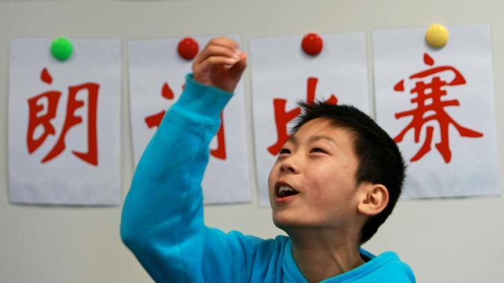 A Mandarin student at the Xin Jin Shan Chinese Language and Culture School.