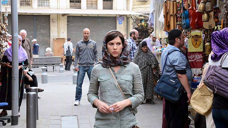 Claire Danes in a scene from <i>Homeland</i> set in Lebanon but filmed in Israel.