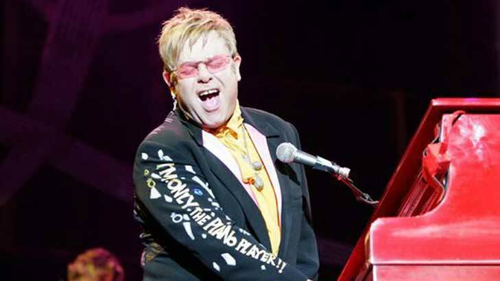 In action: Sir Elton John sang at the lavish Beverly Hills bash over the weekend.
