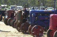 TRACTORING ALONG: Jacques Keane, 5, with the line-up of vintage tractors at the carnival