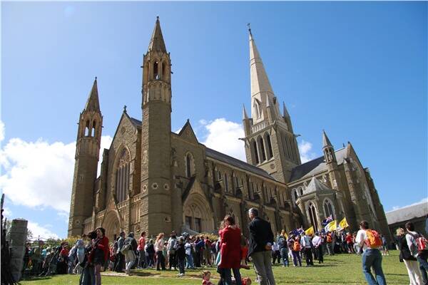 MEANINGFUL: Pilgrims gather outside Sacred Heart Cathedral.Picture: PATRICK GIAM