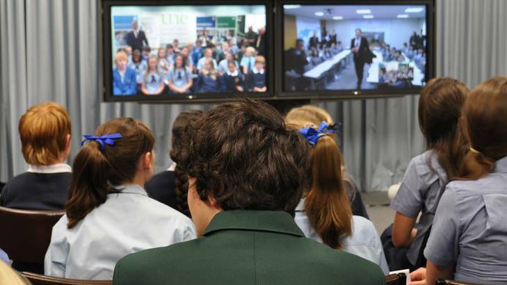 More schools might have to use videoconferencing, where students from different classes tune in to a real-time lesson being conducted by a teacher at another school.