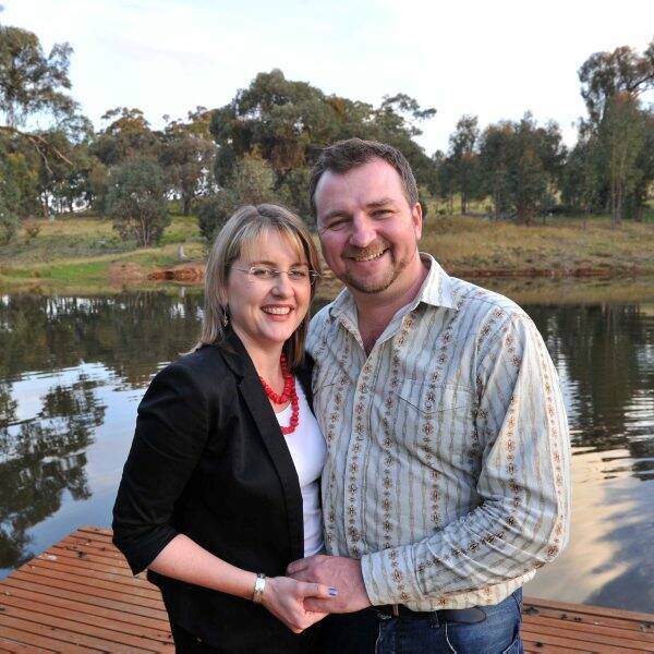 ALL SMILES: Jacinta Allan and her fiancé Yorick Piper are expecting their first child. Picture: PETER WEAVING
