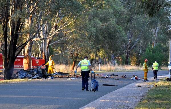 Pieces of the car were scattered up to 80 metres away. Picture: ROB DURSTEN