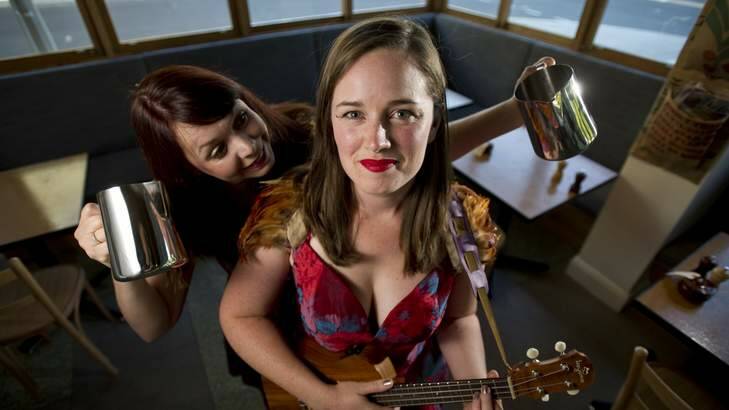 Juliet Moody and Catherine Crowley of Sparrow-Folk use humour in their song Ruin Your Day to make people confront their negative feelings about public breastfeeding. Photo: Jay Cronan