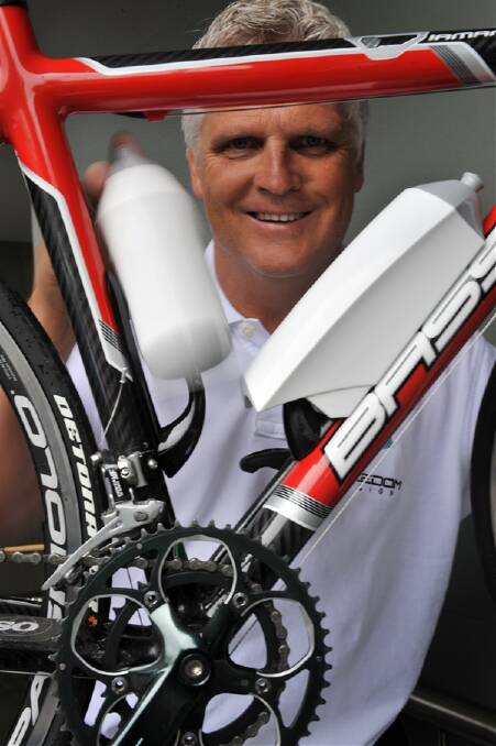 ON TRACK: Steve Serpell is peddling his invention, a drink-bottle holder for cyclists.