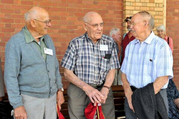 JOURNEY: World War II veterans Stan Phillips, George Addlem and Ron Hamley.