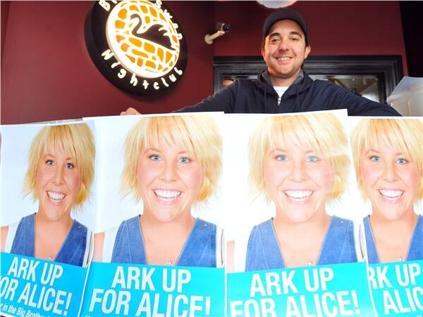 POSTER GIRL: Andreas Bazzani shows his Save Alice posters.