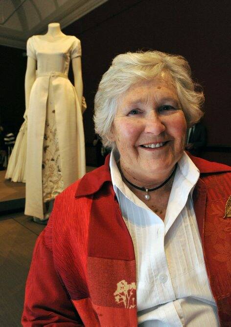 perfect: Beverly Silby with her wedding dress, designed and made by her mother.