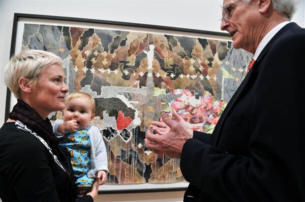COMPLEXITY: Belinda Fox, with daughter Billie, discusses her work Monument with Paul Guest.