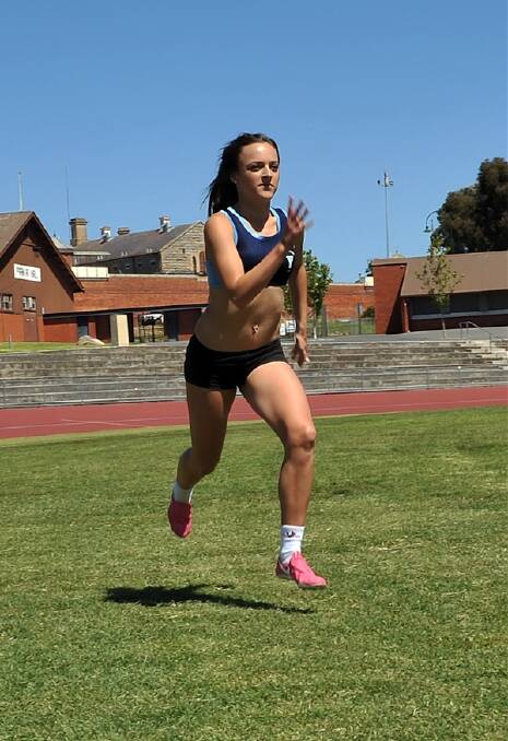HOT FORM: Victoria's open 100m champion, Bendigo's  Sophie Taylor sprinting at the Tom Flood Sports Centre. Picture: JULIE HOUGH