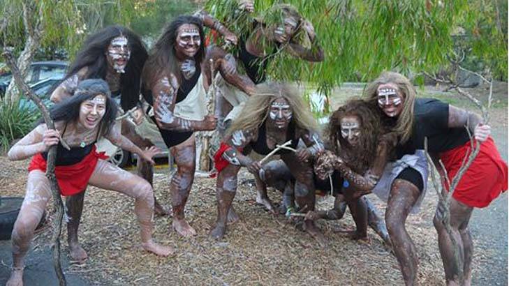 Cromwell College students dressed up to look like Aboriginal people.