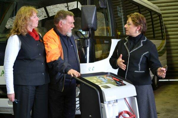 CONCERNS: Ros and Jim Matheson of Matheson’s Auto Electrics with Sophie Mirabella. Picture: CONTRIBUTED