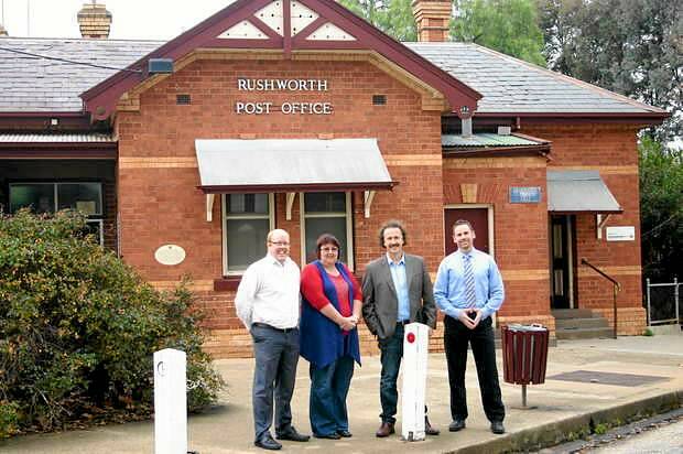Brad Moyle and Kerrie Raglus, of Rushworth College, and Paul Jarman and Daniel Strachan, of the Shire of Campaspe, have high hopes for Rushworth when the NBN is connected. Photo: Andrew Masterson