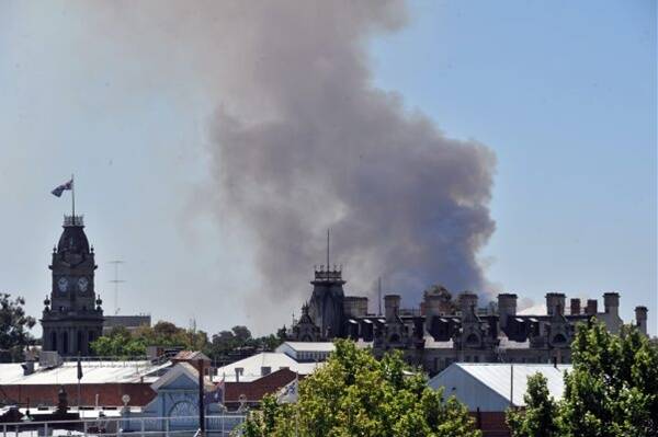 BURNING OFF:  A plume of smoke from a DSE burn billows above Bendigo.
