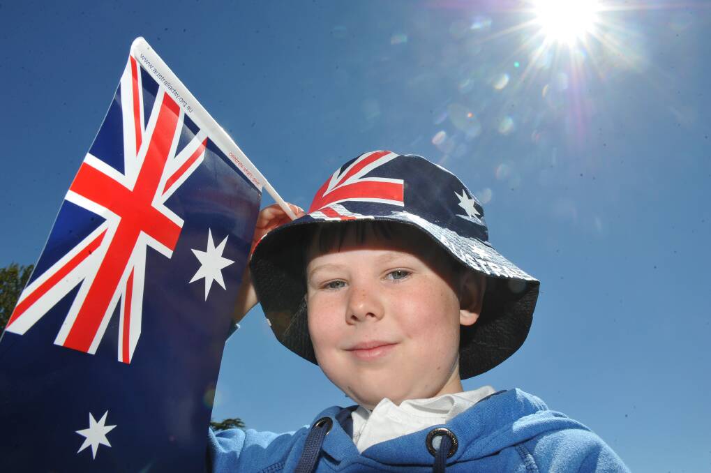 Pyrenees Shire Australia Day celebrations at Beaufort Community Bank complex. 9 year old Thomas Pretty. Pic Lachlan Bence
