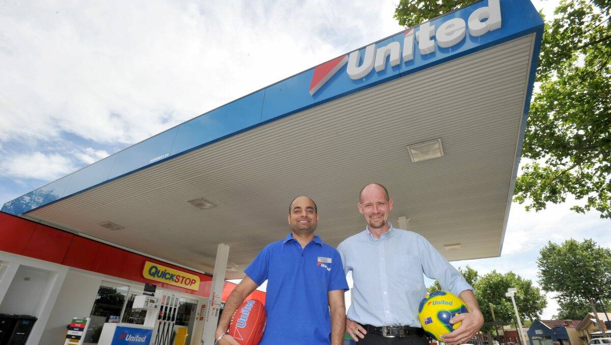 READY TO ROLL: United Petroleum commission agent Amardeep Johal and regional retail manager Stephen Filbey.Picture: JODIE DONNELLAN